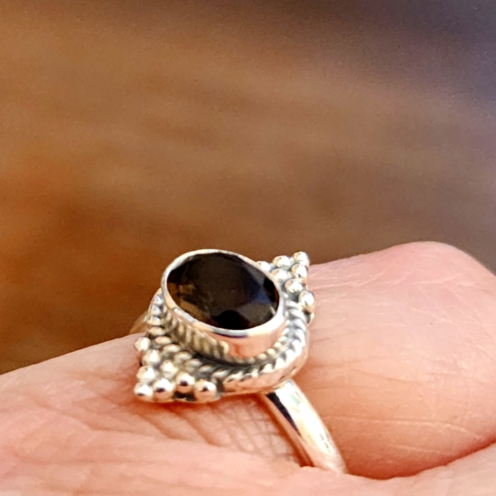Smoky Quartz and Sterling Silver Ring